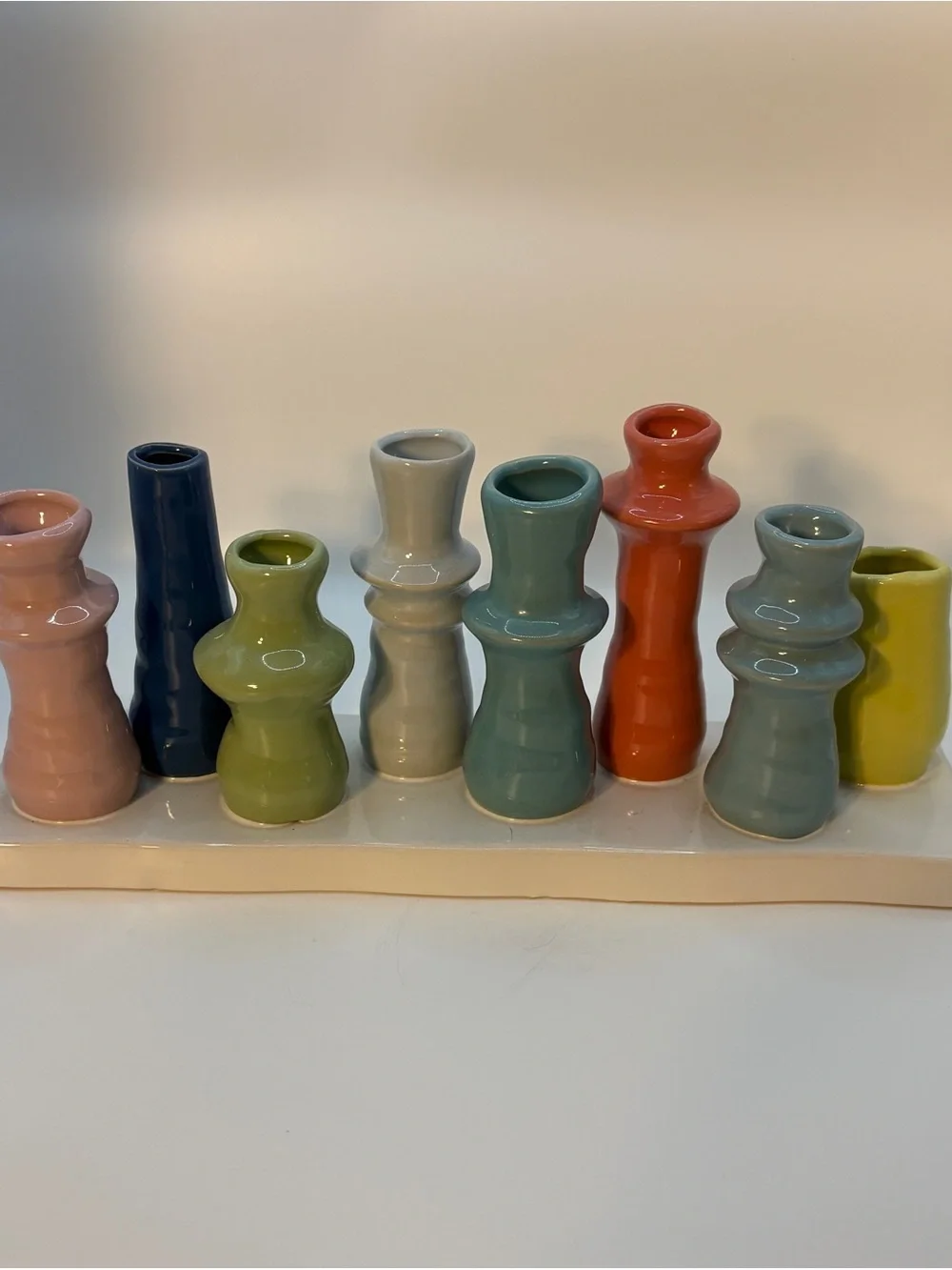Glossy Ceramic Mini Bud Vase Set in Pastel Mix